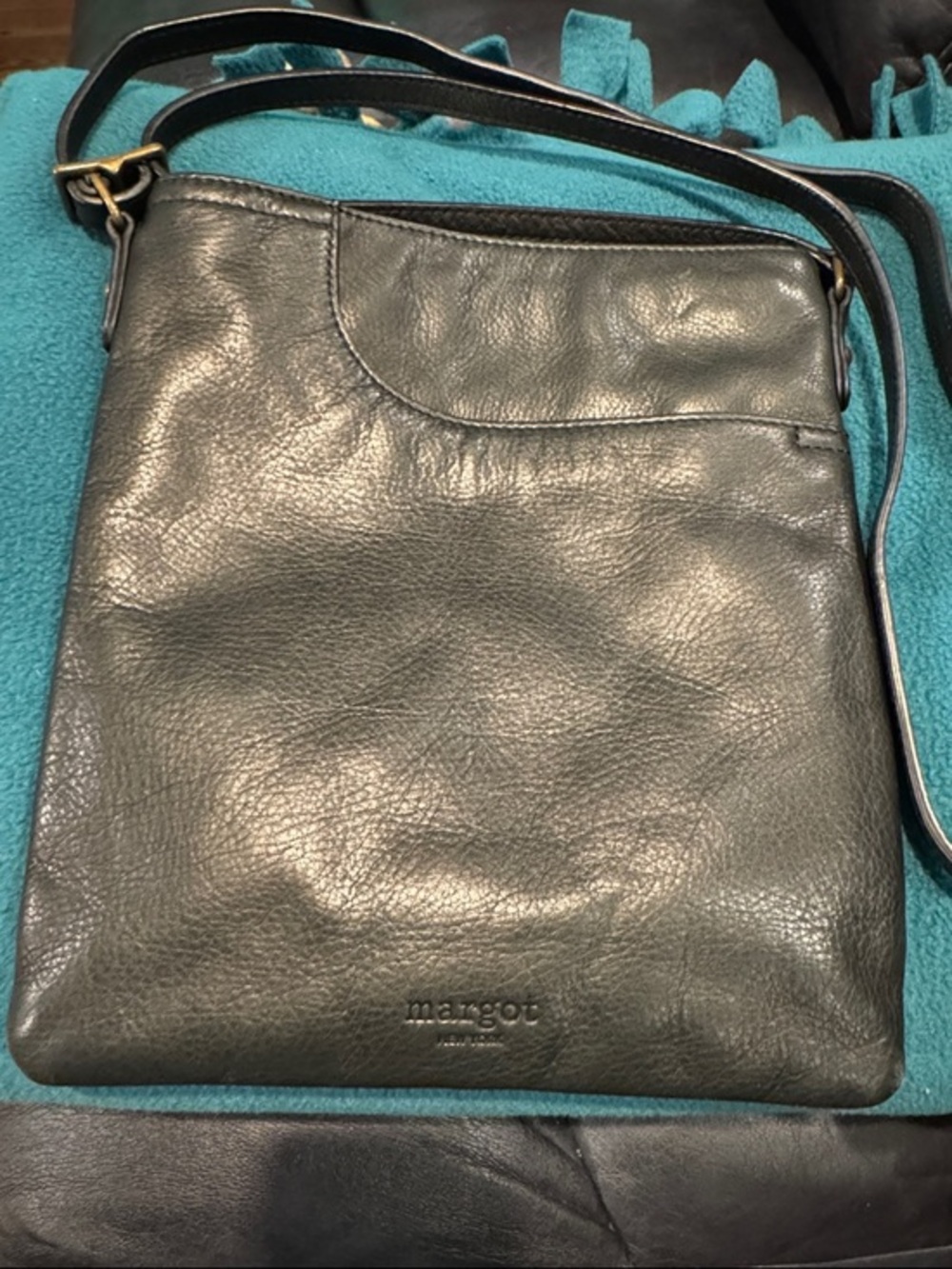 margot Black Pebbled Leather Crossbody